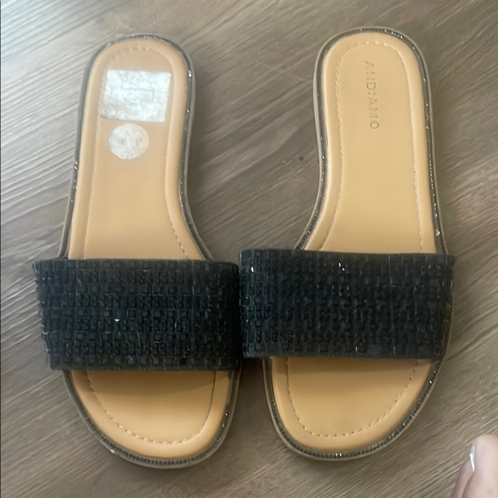 Aldo Black Minimalist Slide Sandals